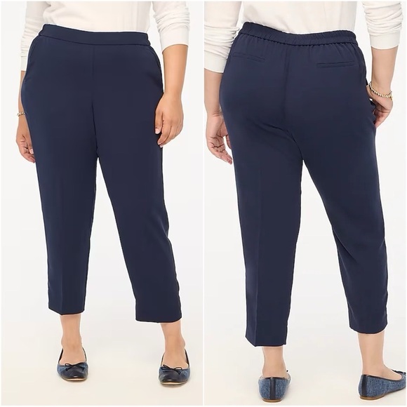 J. Crew Factory Trousers Jamie Pant Pull On Elastic Waist Navy Blue 20 NWT New - Picture 1 of 12